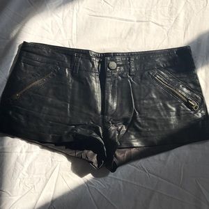 Free People Vegan Black Leather Shorts